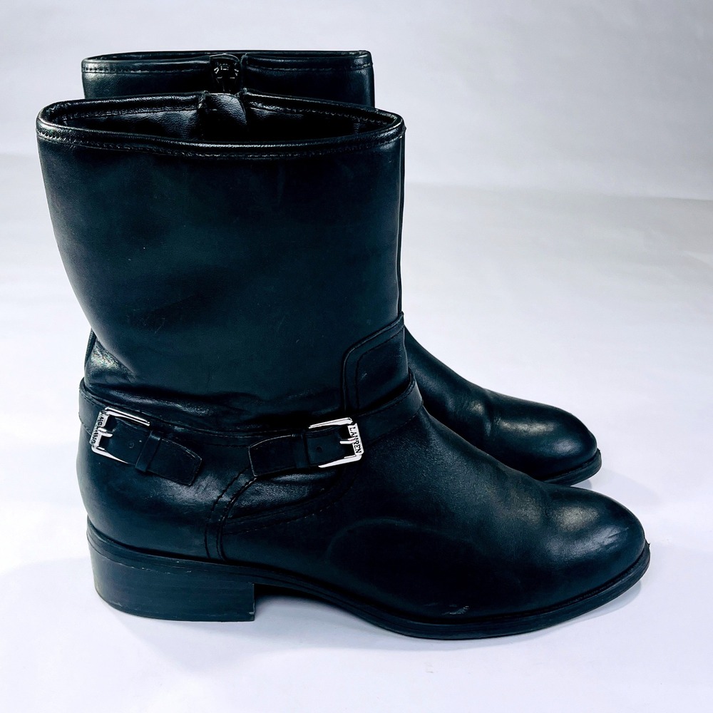 Lauren Ralph Lauren Mesi Moto Boots Womens 10B Black Leather Ankle Biker Classic